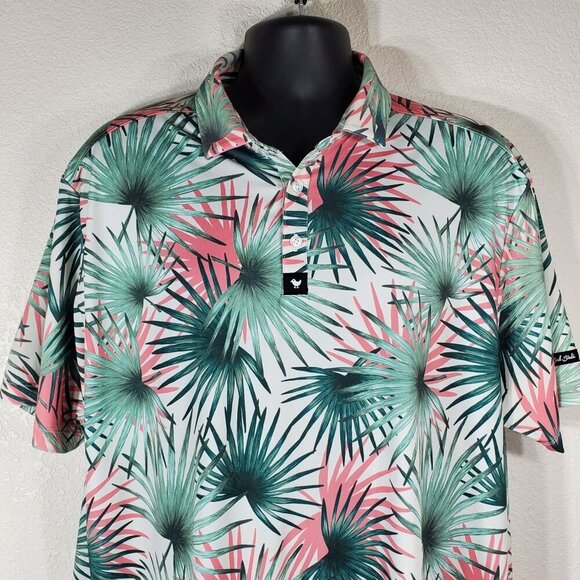Bad Birdie Hammock Hunter Performance Golf Polo Shirt 2XL Multicolor Palm - Picture 3 of 13
